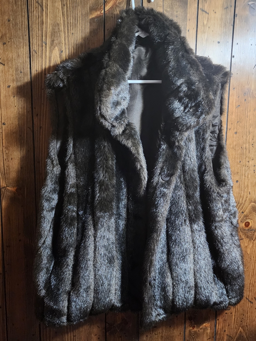 Source Unknown Dark Brown Faux Fur Vest